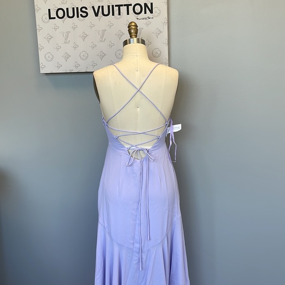 Fame and Partners Calais Lavender Strappy Back Dress with Ruffle Detail NWT - Picture 4 of 5